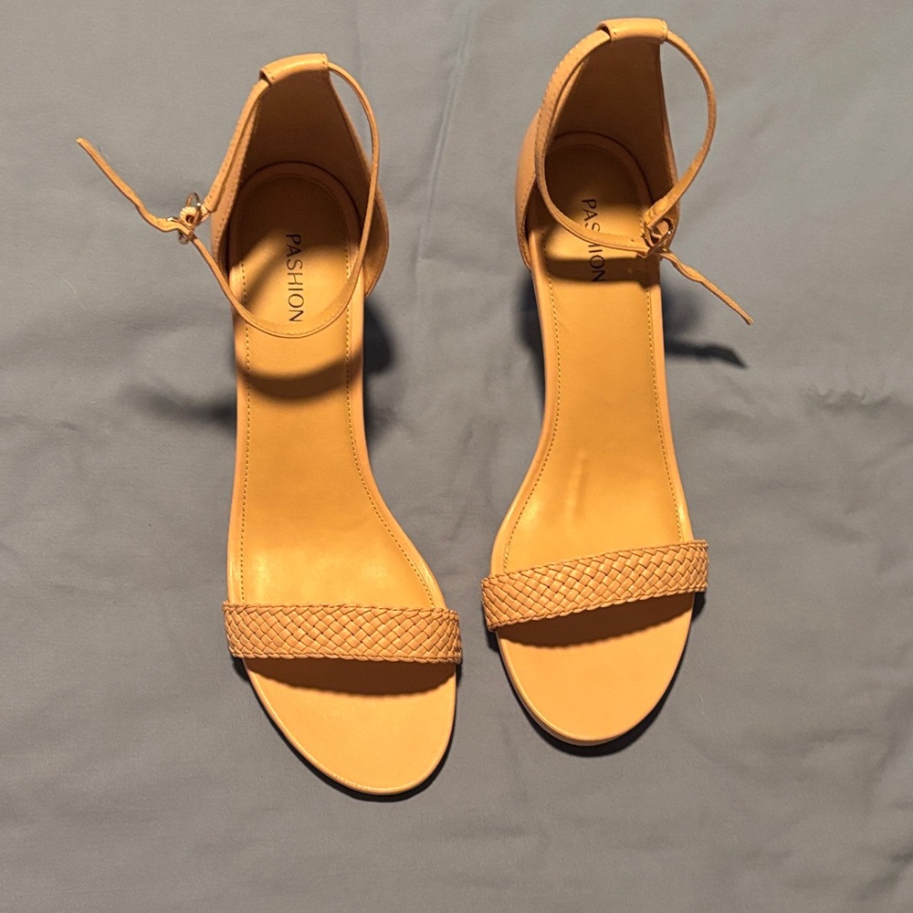 Pashion Footwear sand Braided Toe Ankle-Strap Heels